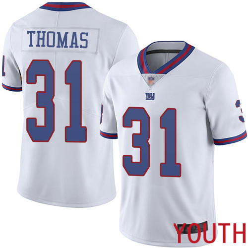 Youth New York Giants #31 Michael Thomas Limited White Rush Vapor Untouchable Football NFL Jersey